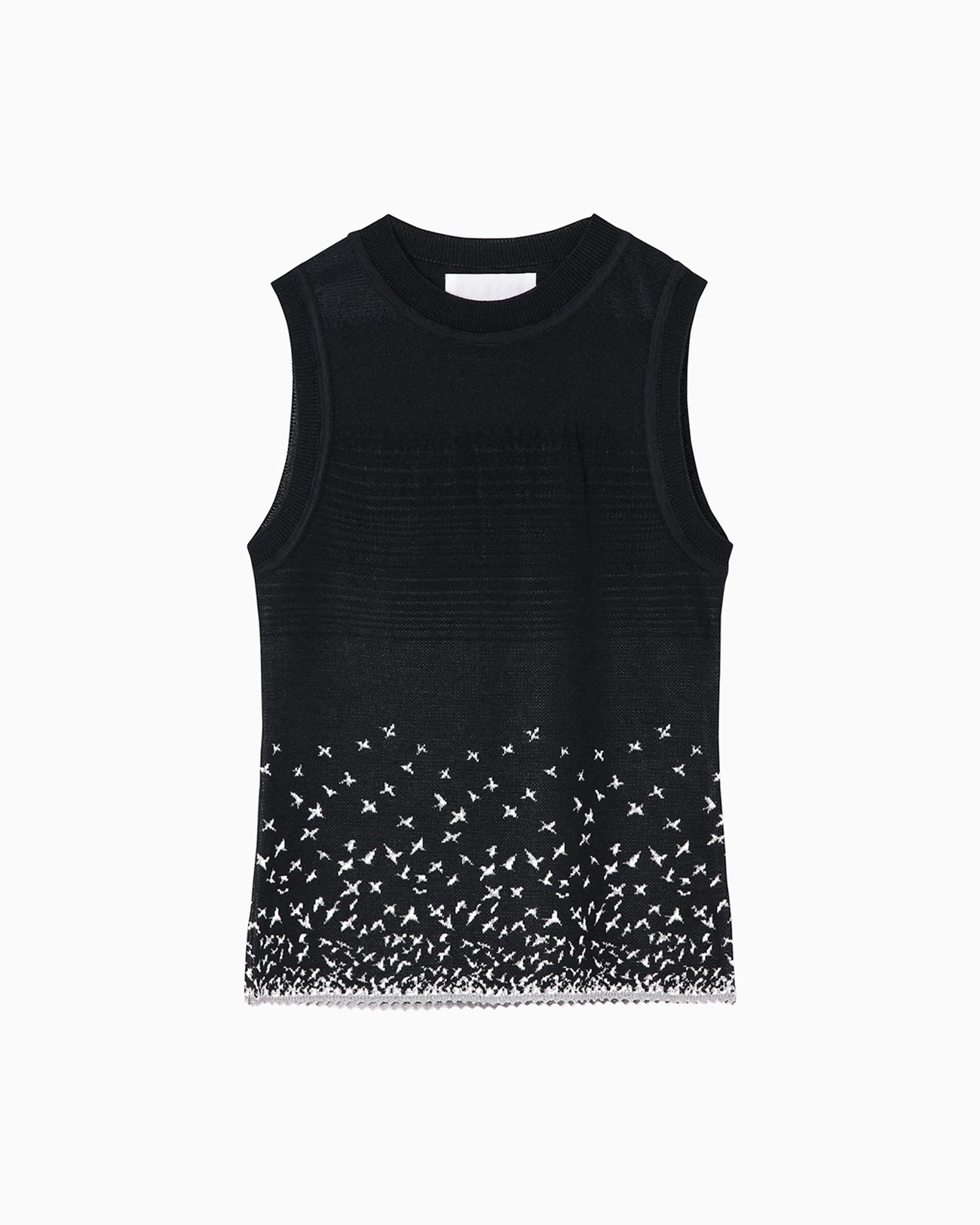 Crane Pattern Jacquard Knitted Top - navy