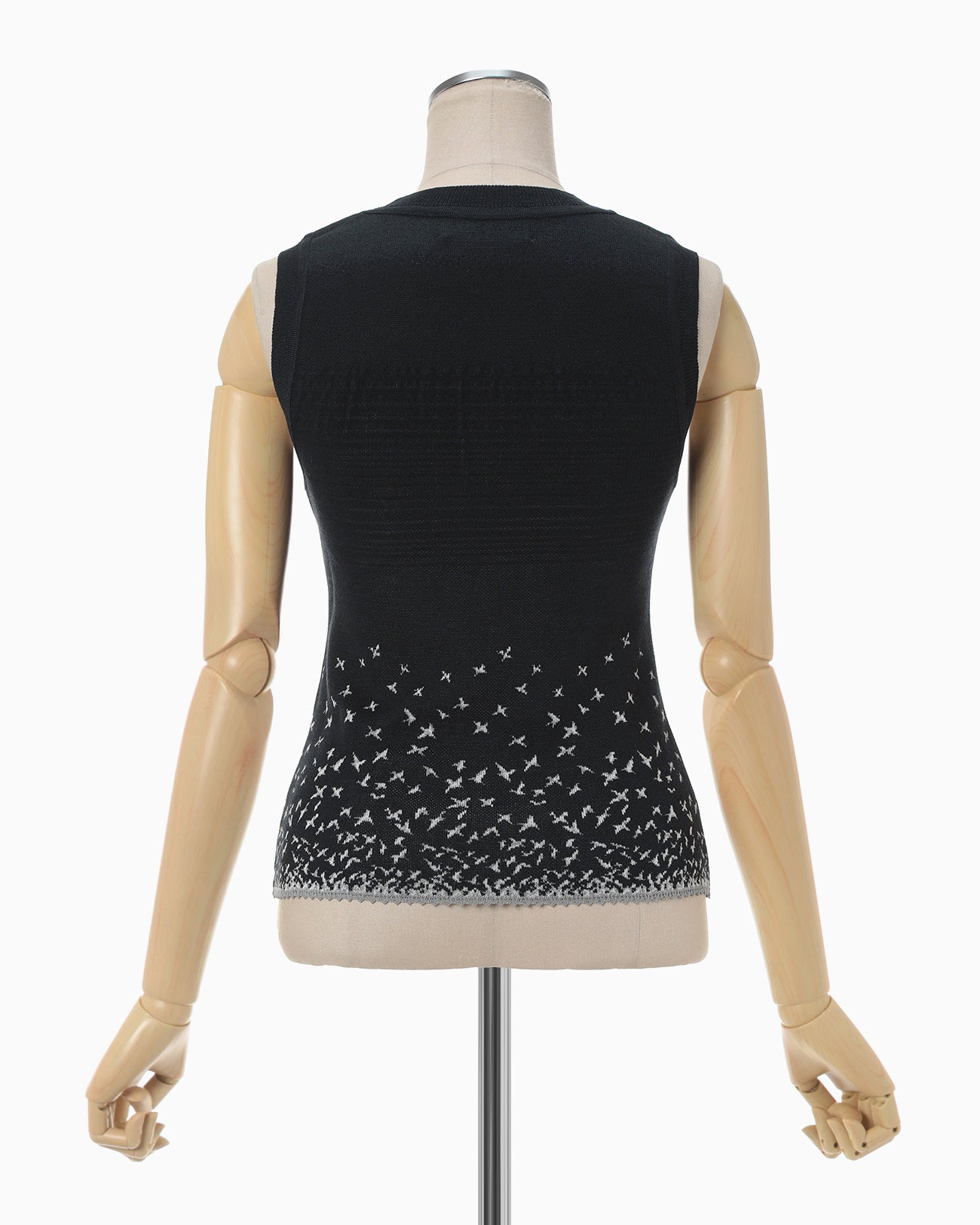 Crane Pattern Jacquard Knitted Top - navy