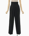 Cotton Linen Twill Wide Trousers - black