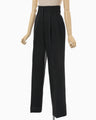 Cotton Linen Twill Wide Trousers - black
