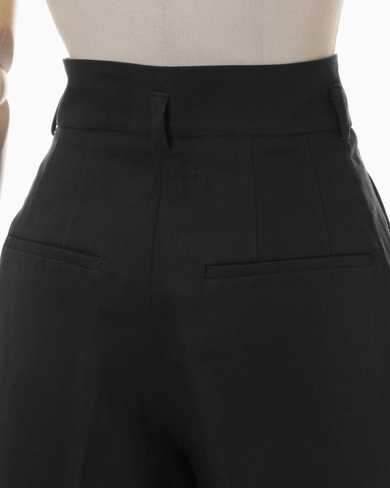 Cotton Linen Twill Wide Trousers - black