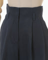 Cotton Linen Twill Wide Trousers - navy