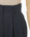 Cotton Linen Twill Wide Trousers - navy
