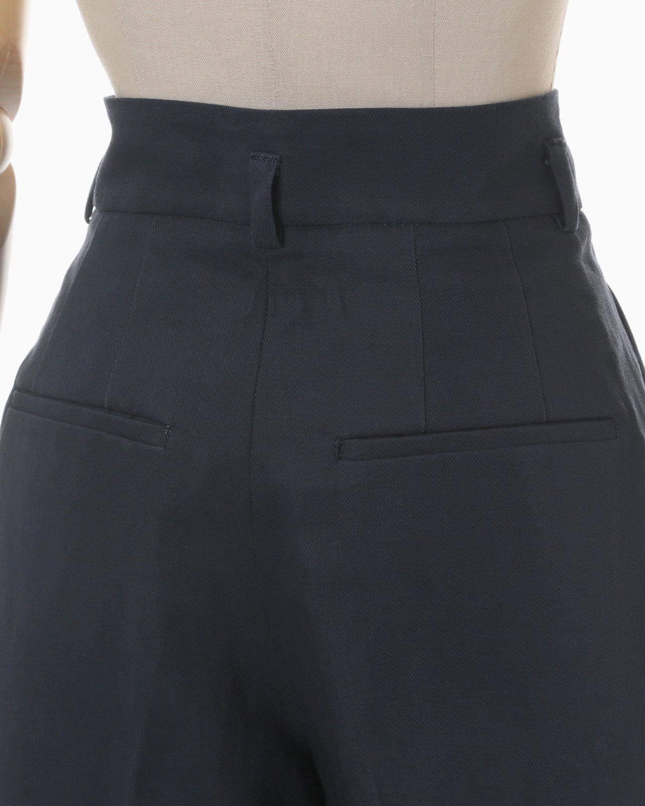 Cotton Linen Twill Wide Trousers - navy