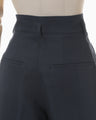 Cotton Linen Twill Wide Trousers - navy