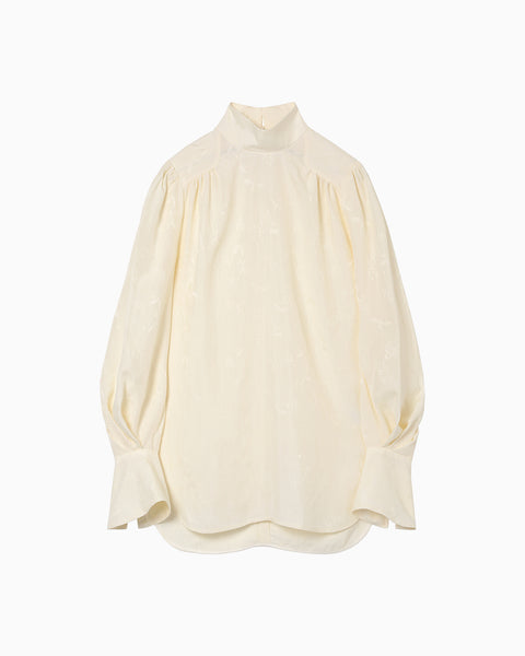 Crane Pattern Jacquard Shirt - ecru