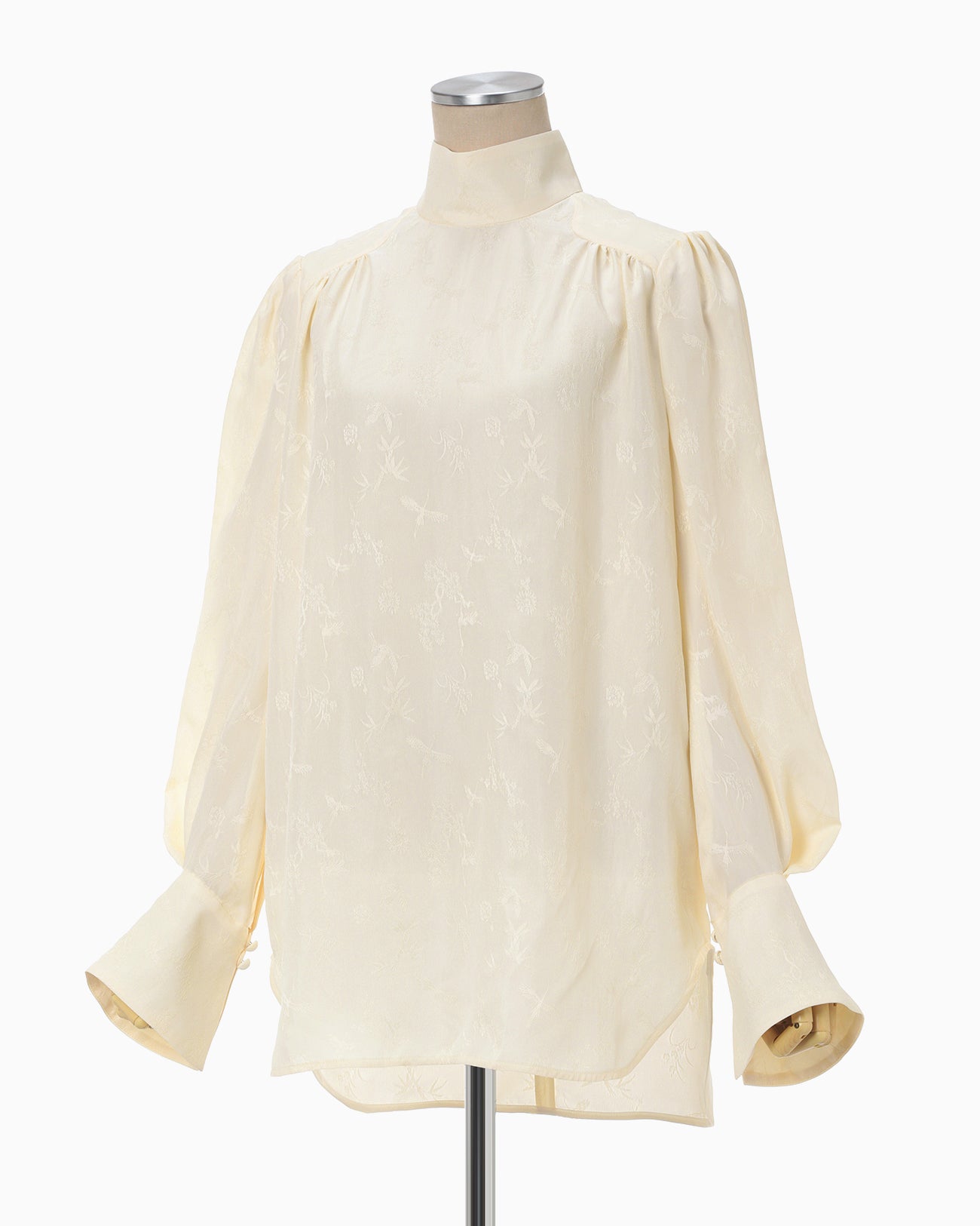 Crane Pattern Jacquard Shirt - ecru
