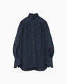 Crane Pattern Jacquard Shirt - navy