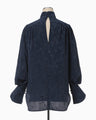 Crane Pattern Jacquard Shirt - navy