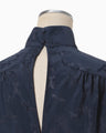 Crane Pattern Jacquard Shirt - navy