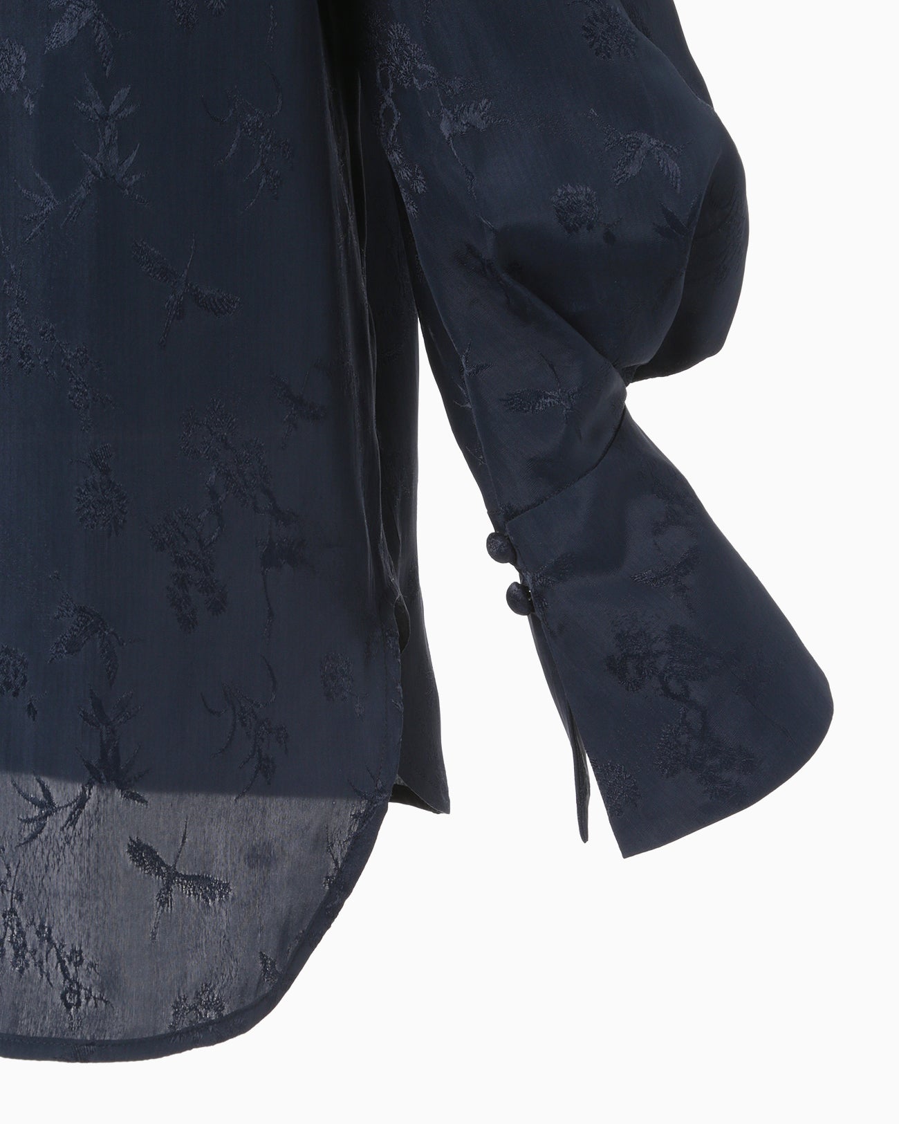 Crane Pattern Jacquard Shirt - navy
