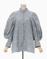 Crane Pattern Hand Printed Shirt - navy