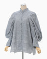 Crane Pattern Hand Printed Shirt - navy