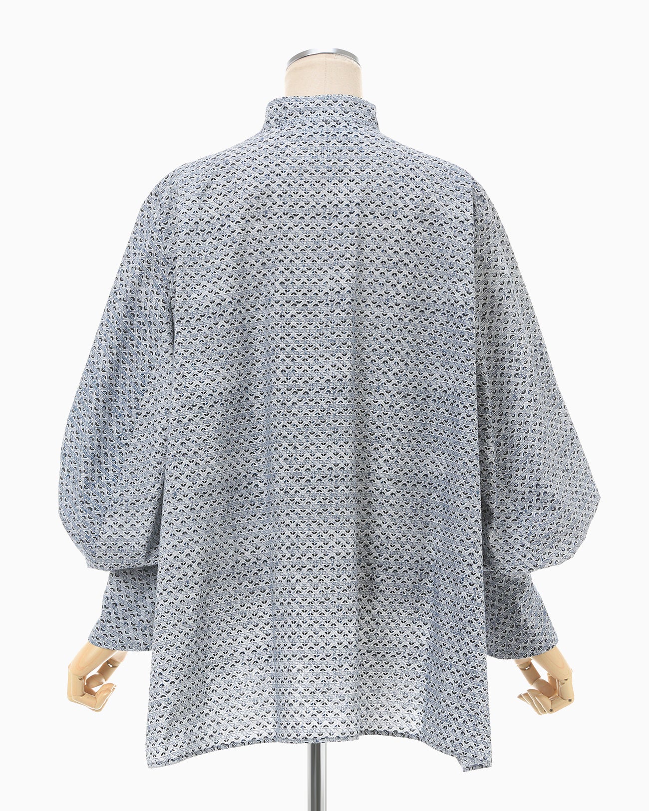Crane Pattern Hand Printed Shirt - navy