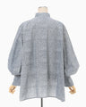 Crane Pattern Hand Printed Shirt - navy