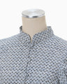 Crane Pattern Hand Printed Shirt - navy