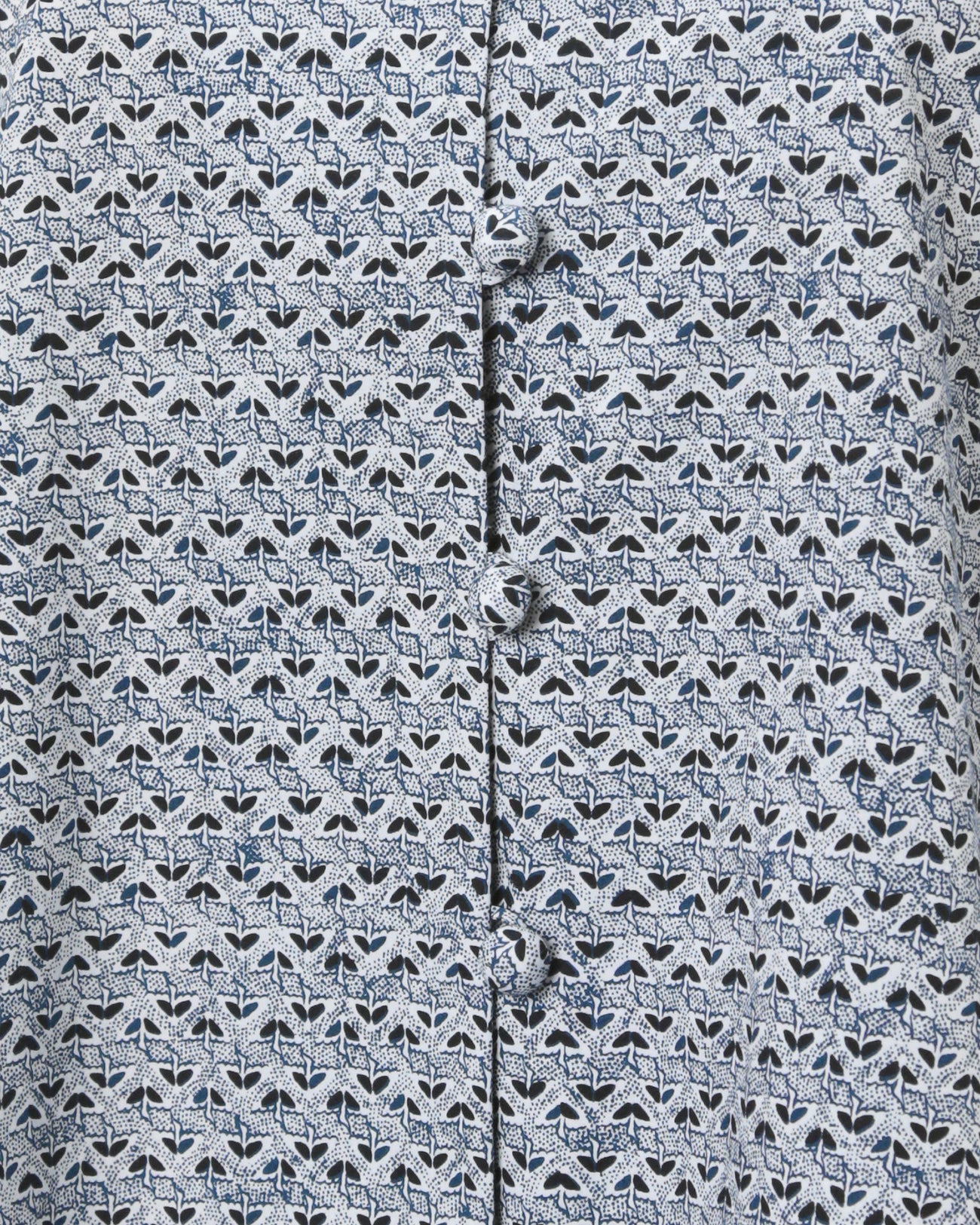 Crane Pattern Hand Printed Shirt - navy