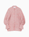 Crane Pattern Hand Printed Shirt - vermillion