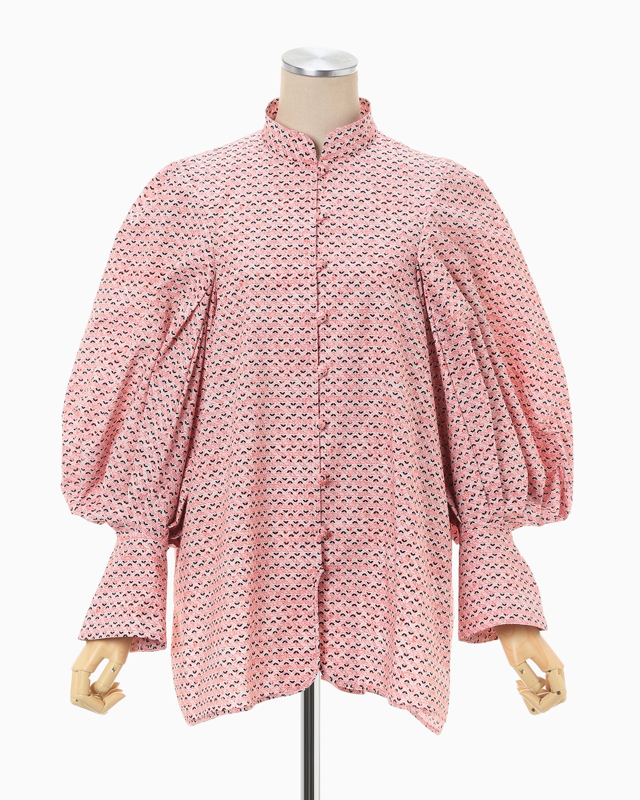 Crane Pattern Hand Printed Shirt - vermillion