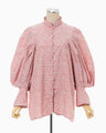 Crane Pattern Hand Printed Shirt - vermillion