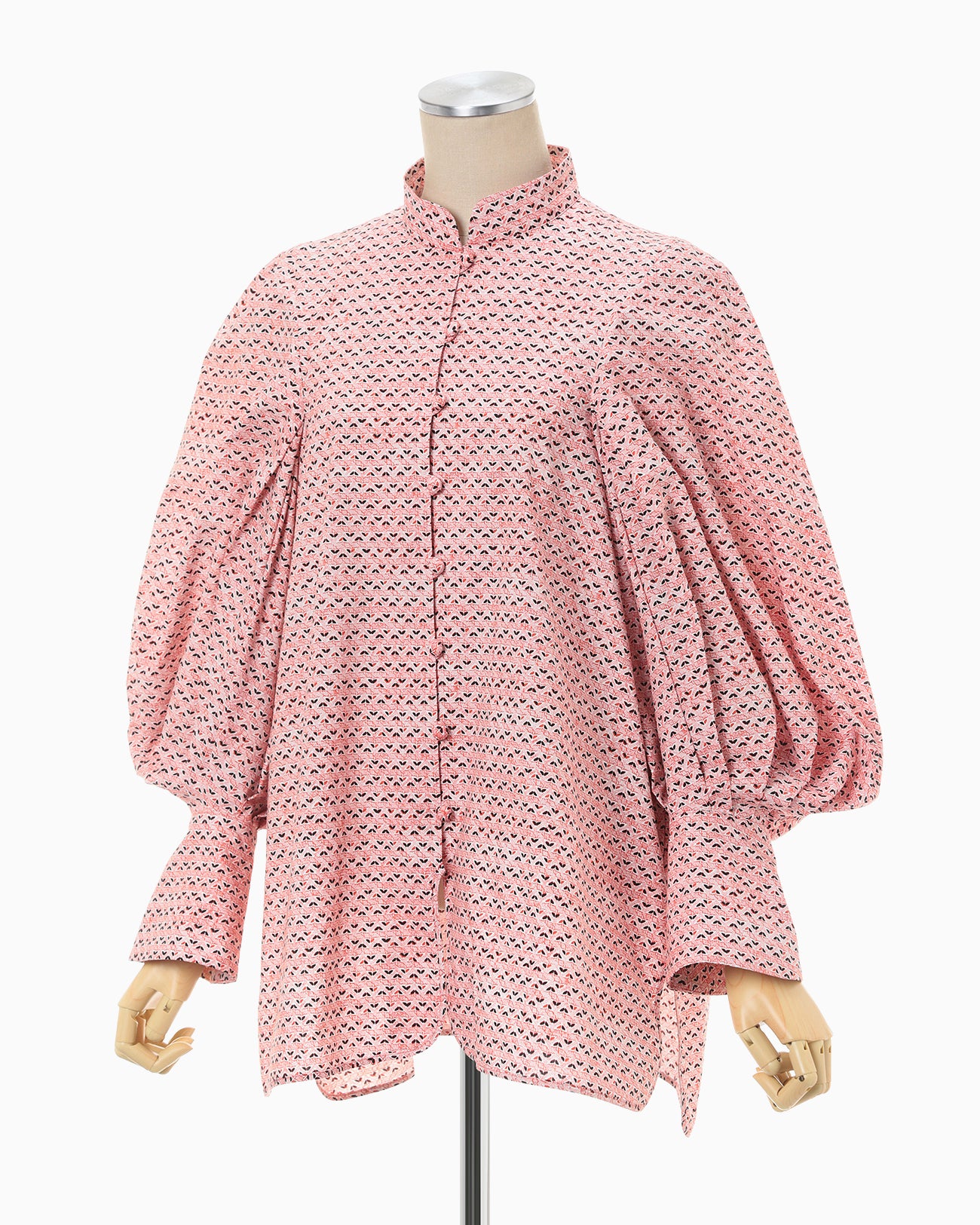 Crane Pattern Hand Printed Shirt - vermillion