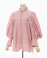 Crane Pattern Hand Printed Shirt - vermillion