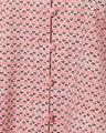 Crane Pattern Hand Printed Shirt - vermillion