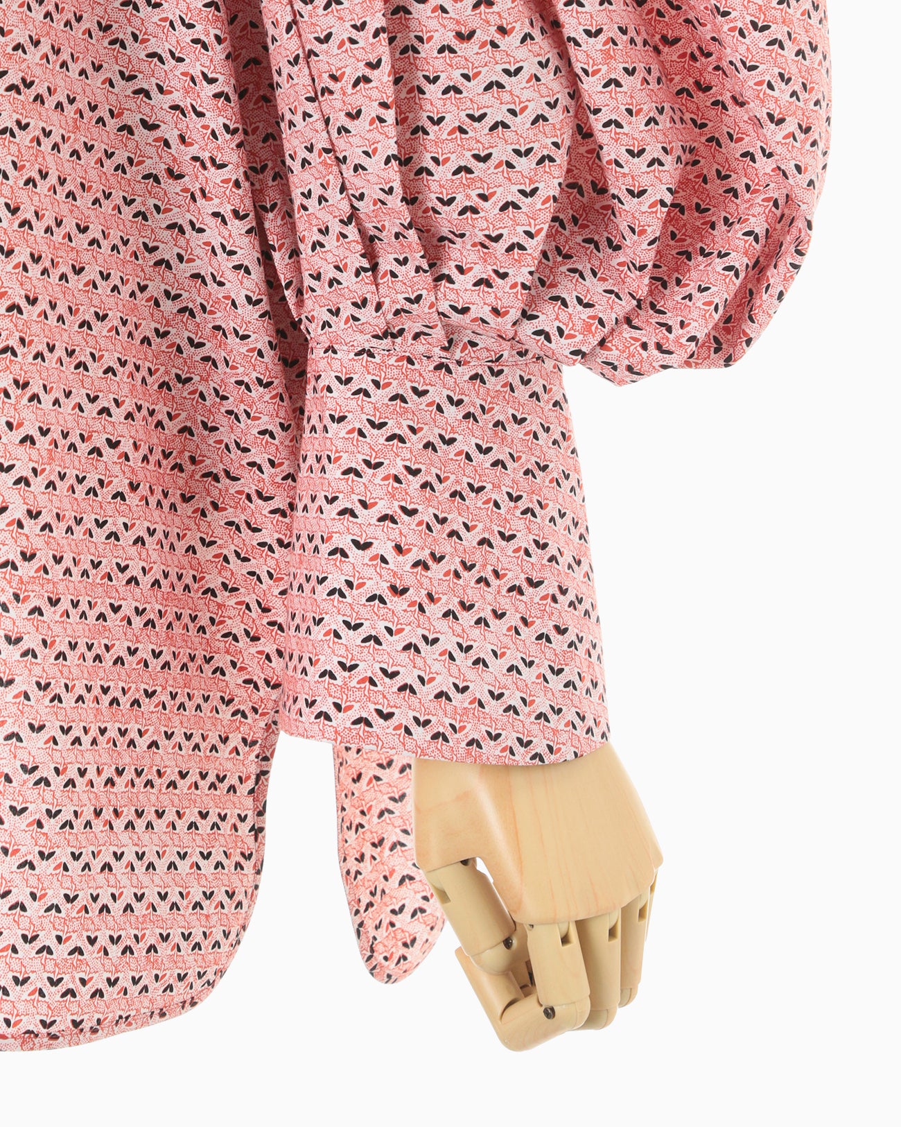 Crane Pattern Hand Printed Shirt - vermillion