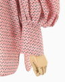 Crane Pattern Hand Printed Shirt - vermillion