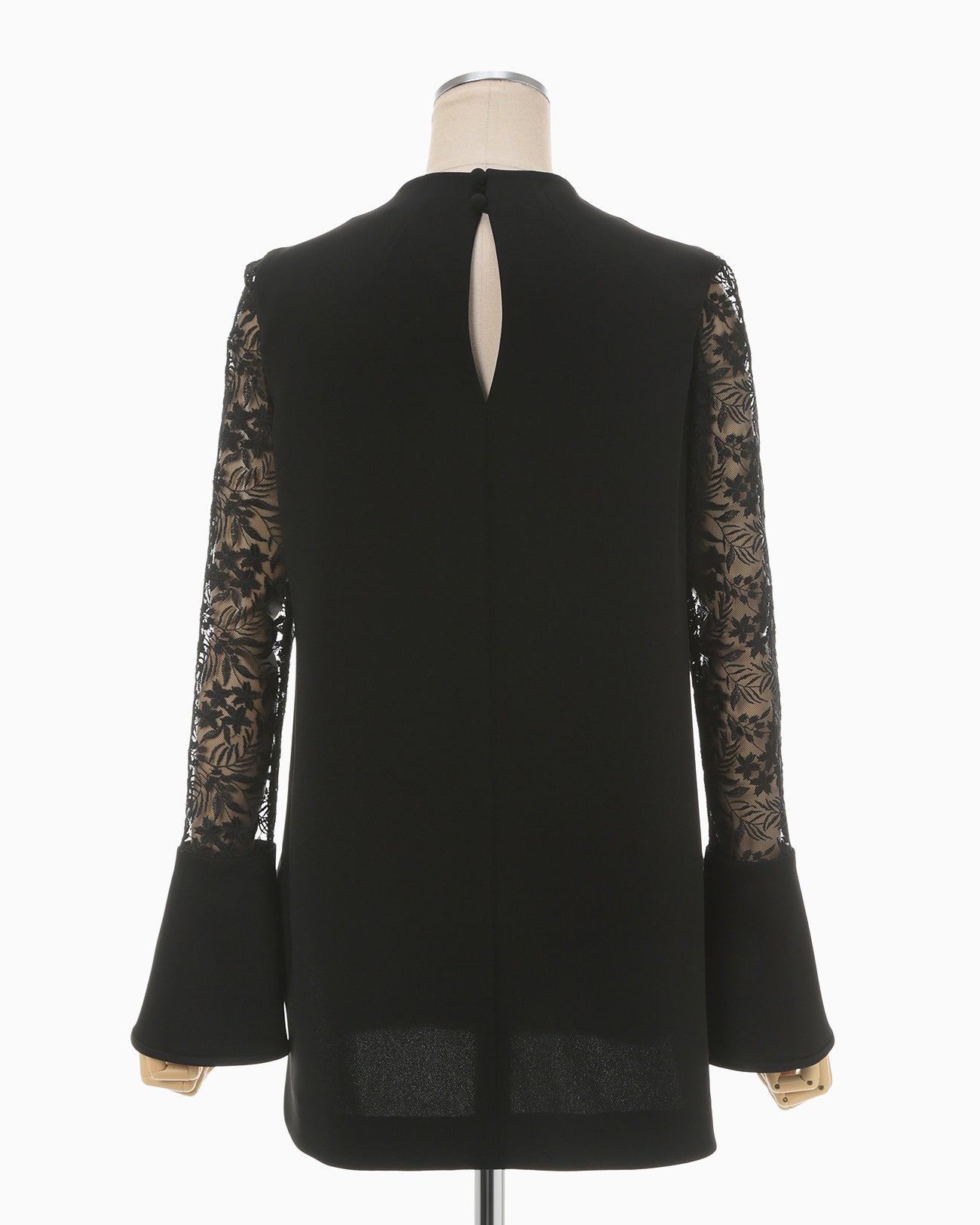 Floral Lace Sleeve Shirt - black