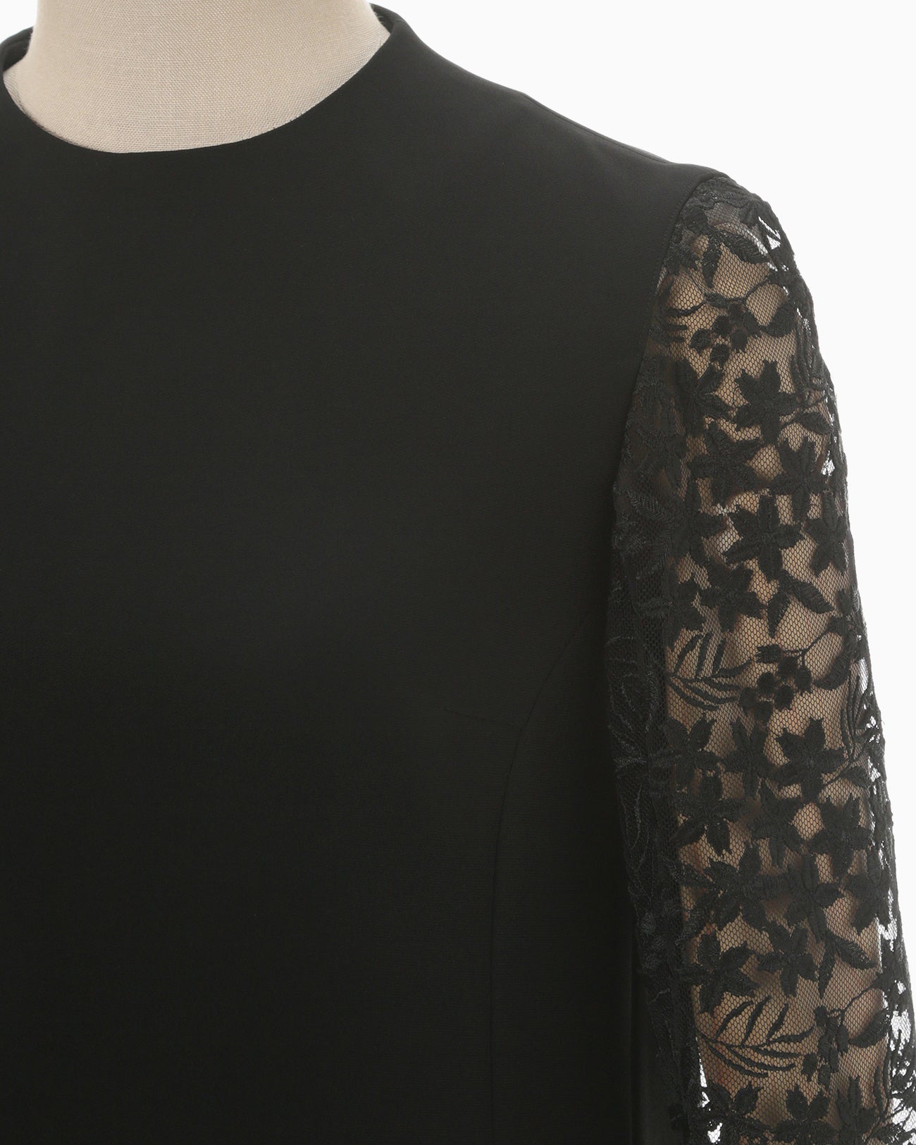 Floral Lace Sleeve Shirt - black