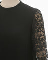 Floral Lace Sleeve Shirt - black