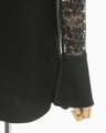 Floral Lace Sleeve Shirt - black