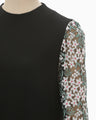 Floral Lace Sleeve Shirt - black × white