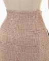 Houndstooth Geometric Plaid Skirt - brown