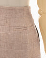 Houndstooth Geometric Plaid Skirt - brown