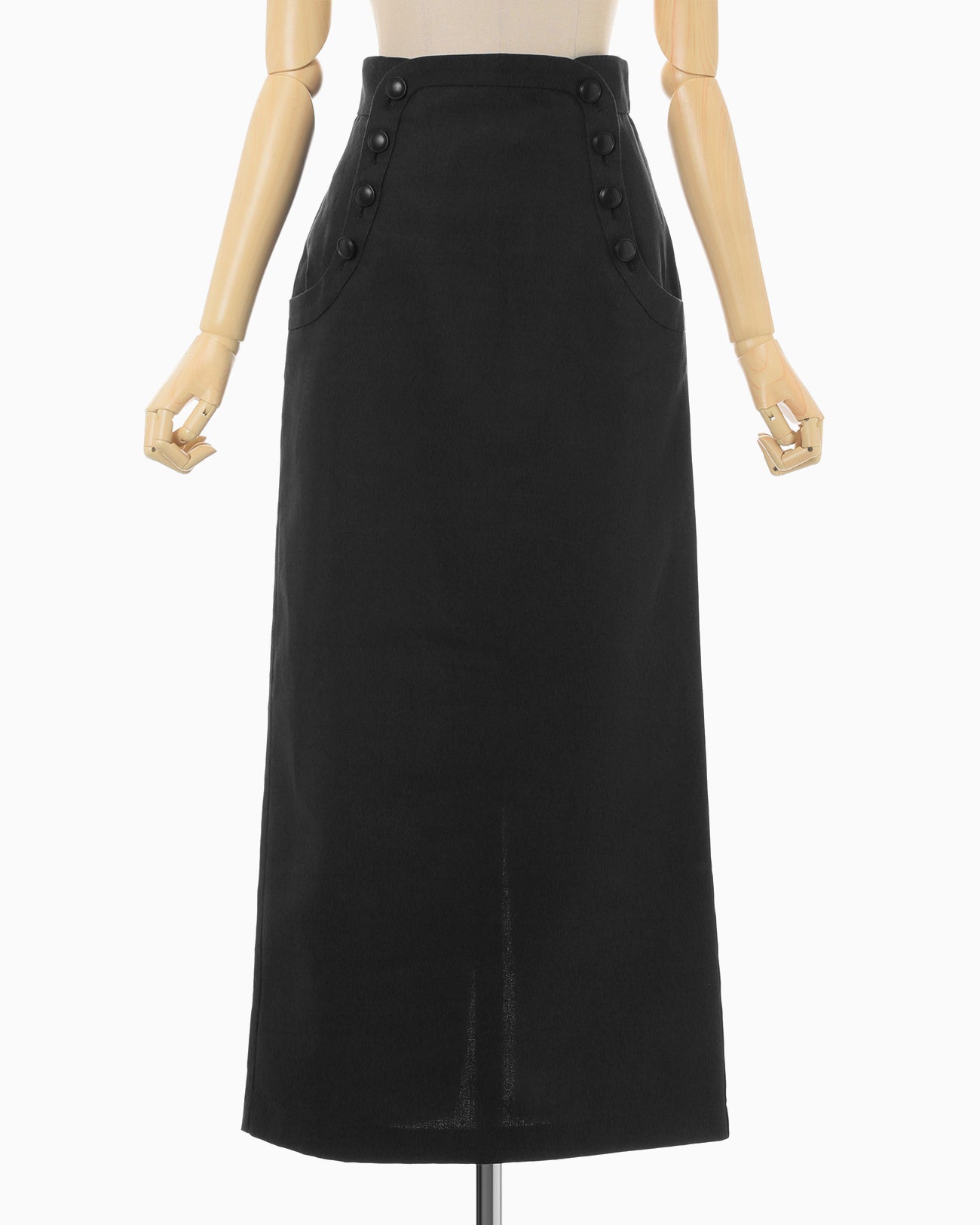 Cotton Linen Twill Skirt - black