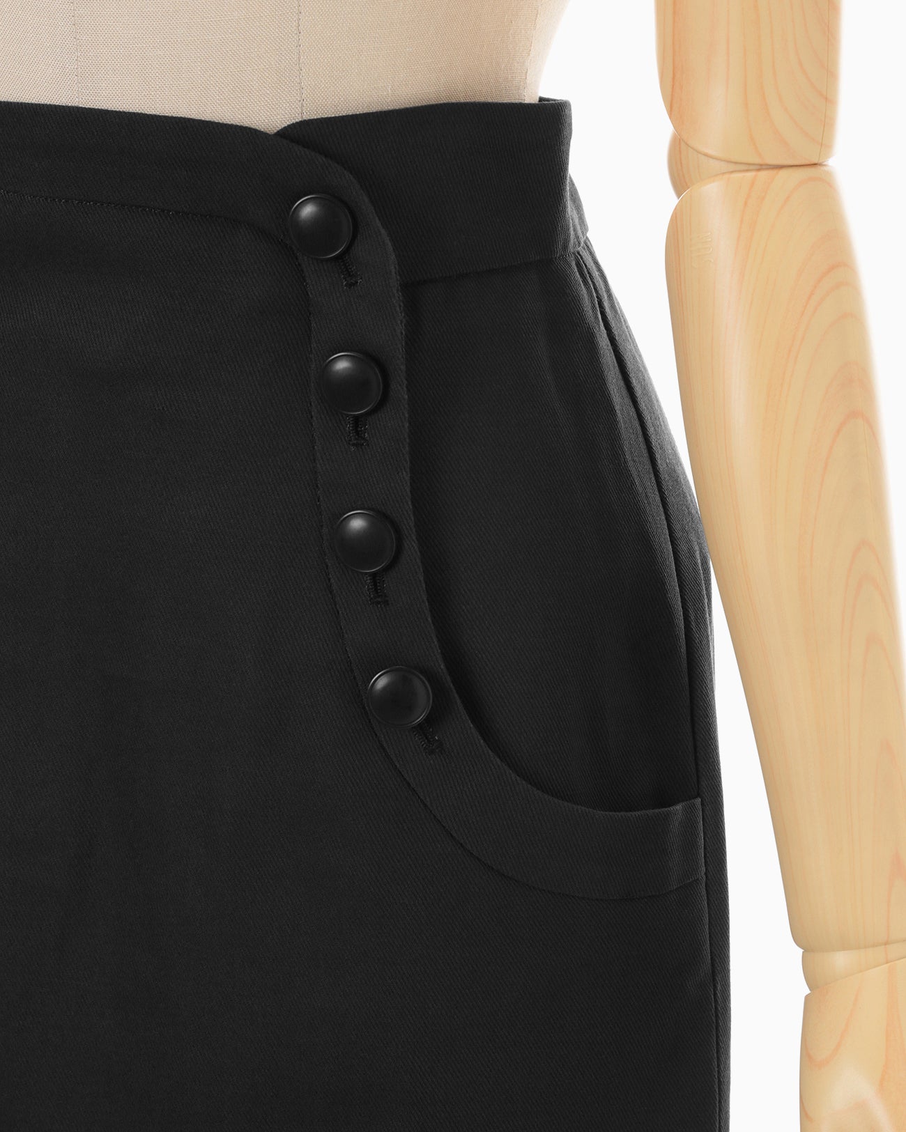 Cotton Linen Twill Skirt - black