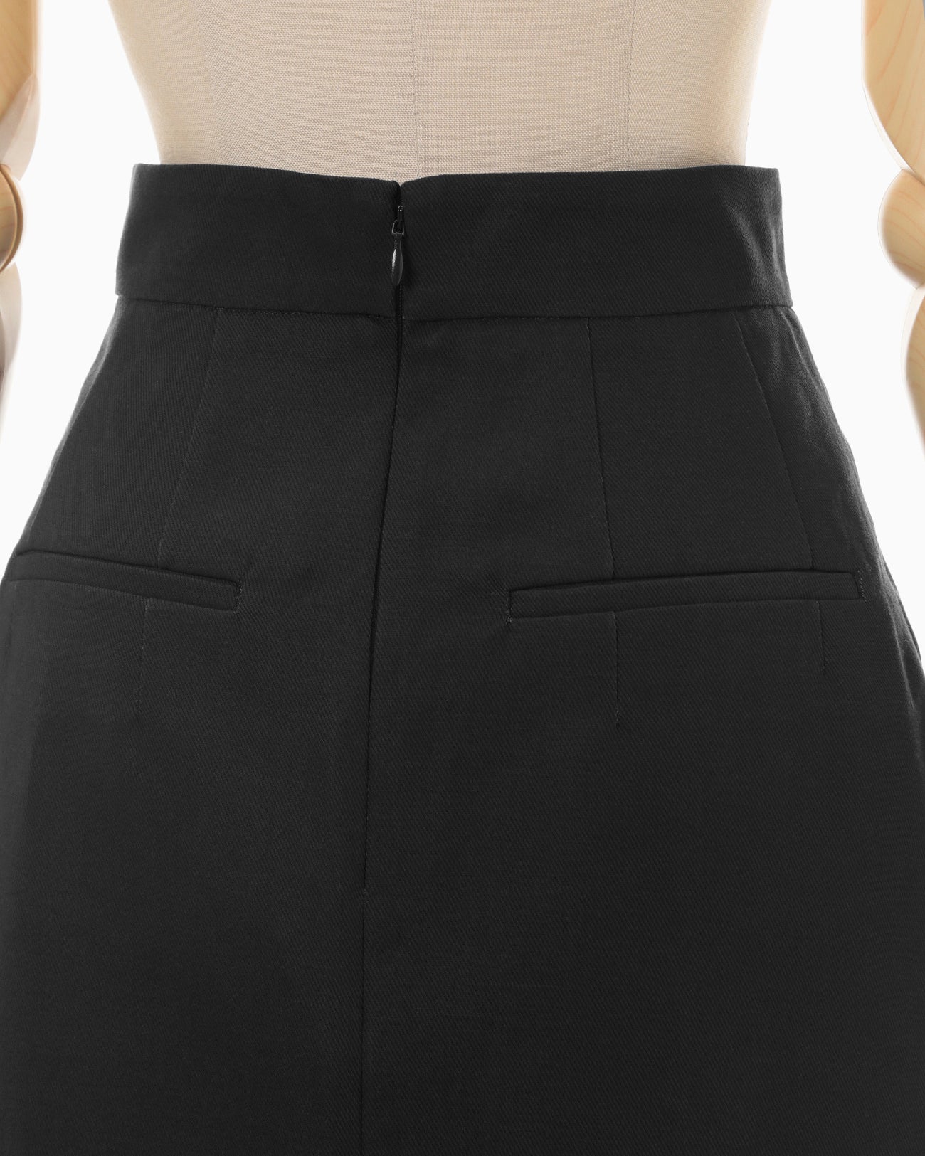 Cotton Linen Twill Skirt - black