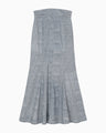 Crane Pattern Hand Printed Skirt - navy