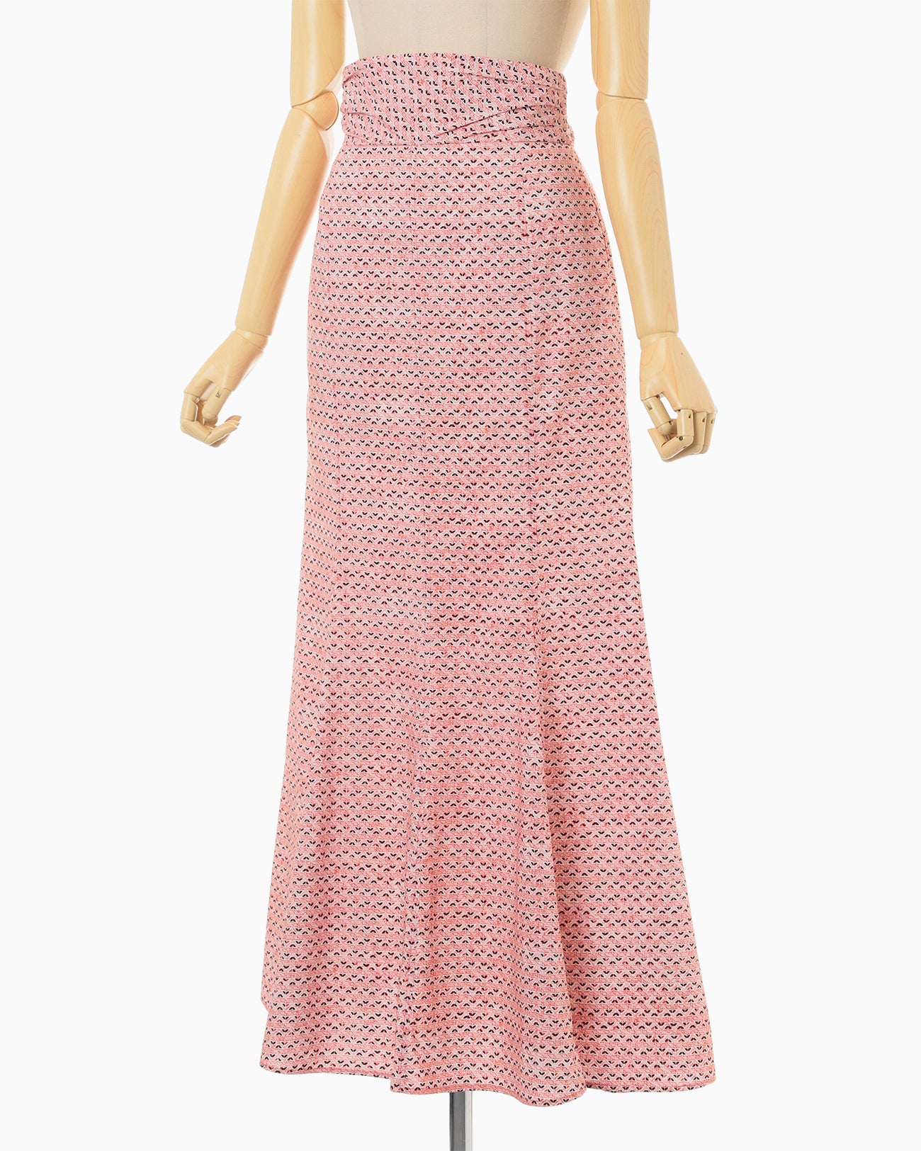 Crane Pattern Hand Printed Skirt - vermillion