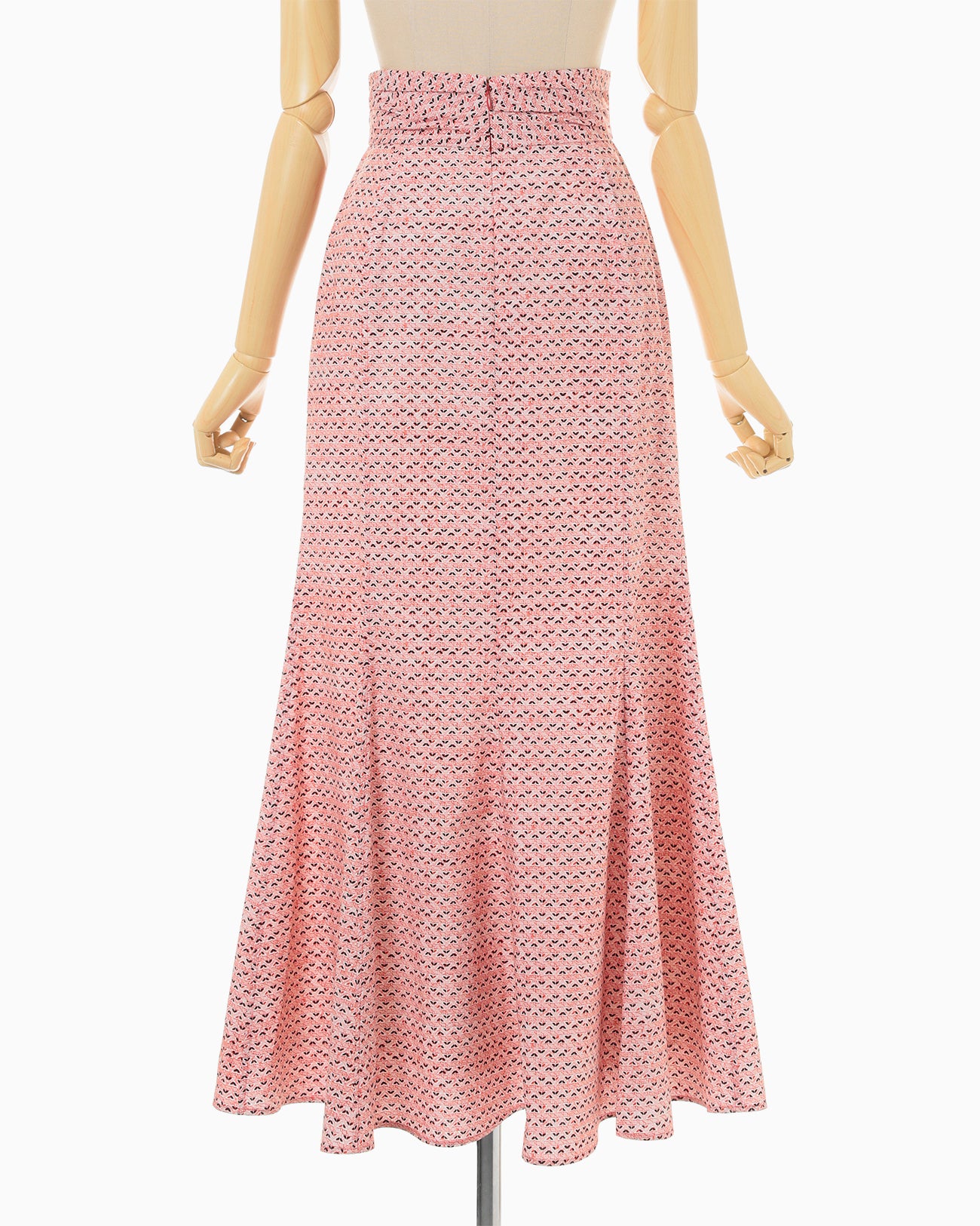 Crane Pattern Hand Printed Skirt - vermillion