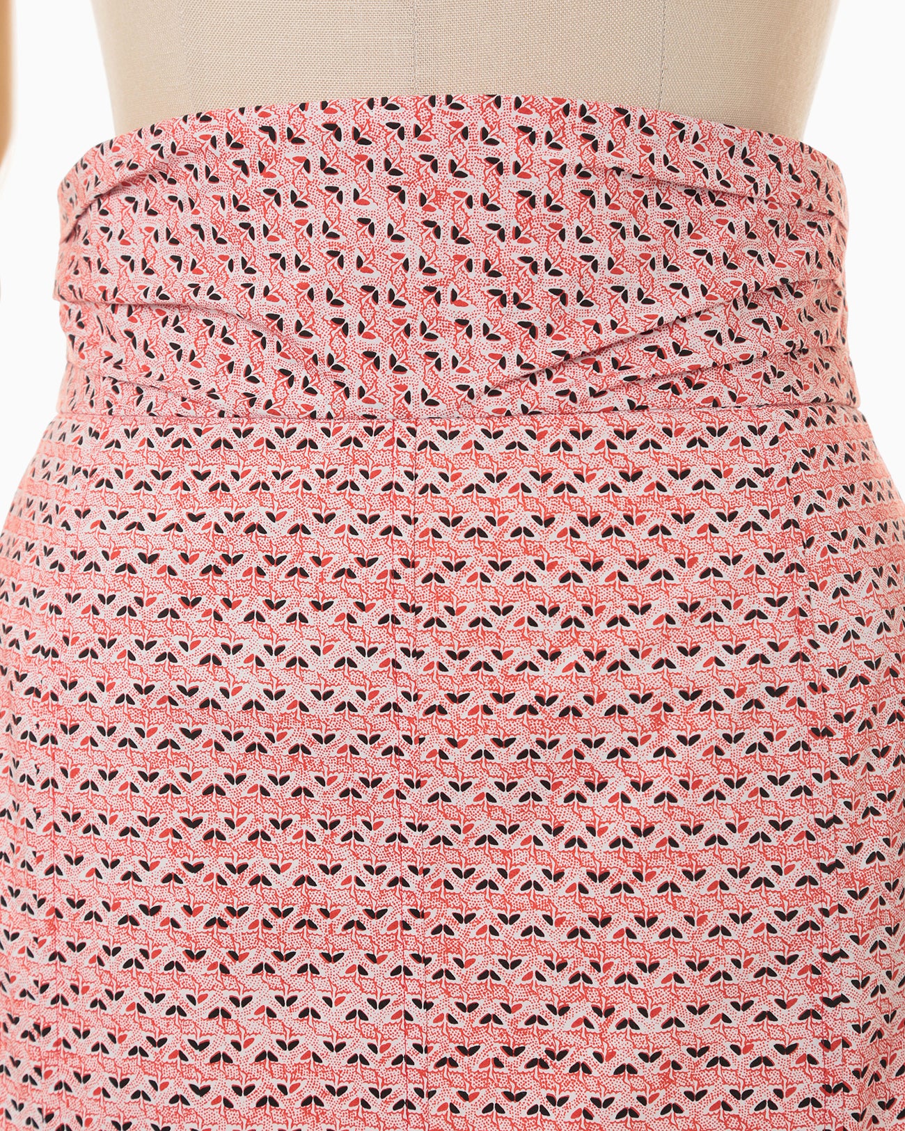 Crane Pattern Hand Printed Skirt - vermillion
