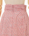 Crane Pattern Hand Printed Skirt - vermillion