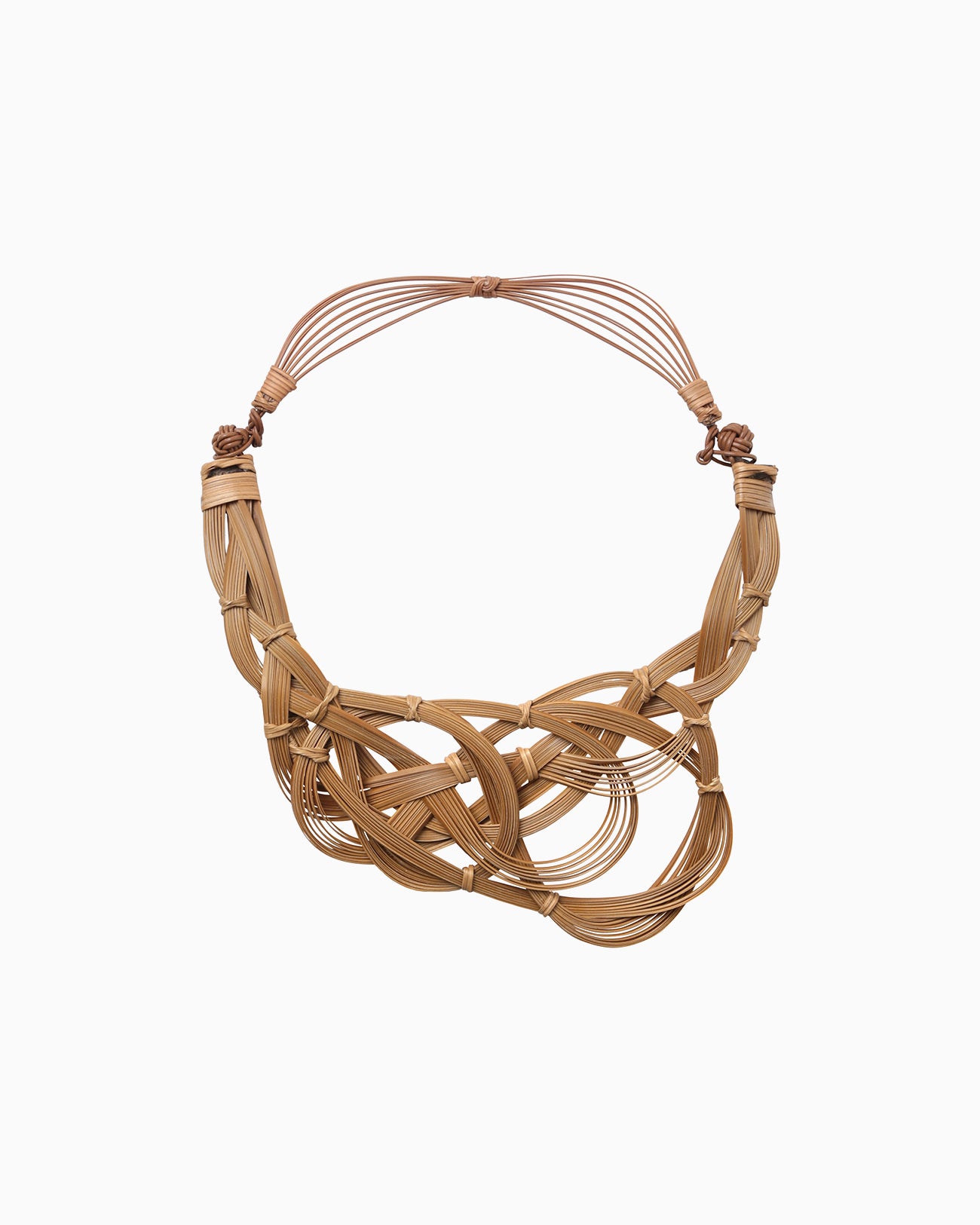 Bamboo Bundled-Plait Necklace - brown