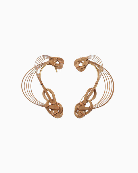 Bamboo Bundled-Plait Ear Cuff - brown