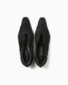 Cord Embroidery Egg Heel Pumps - black
