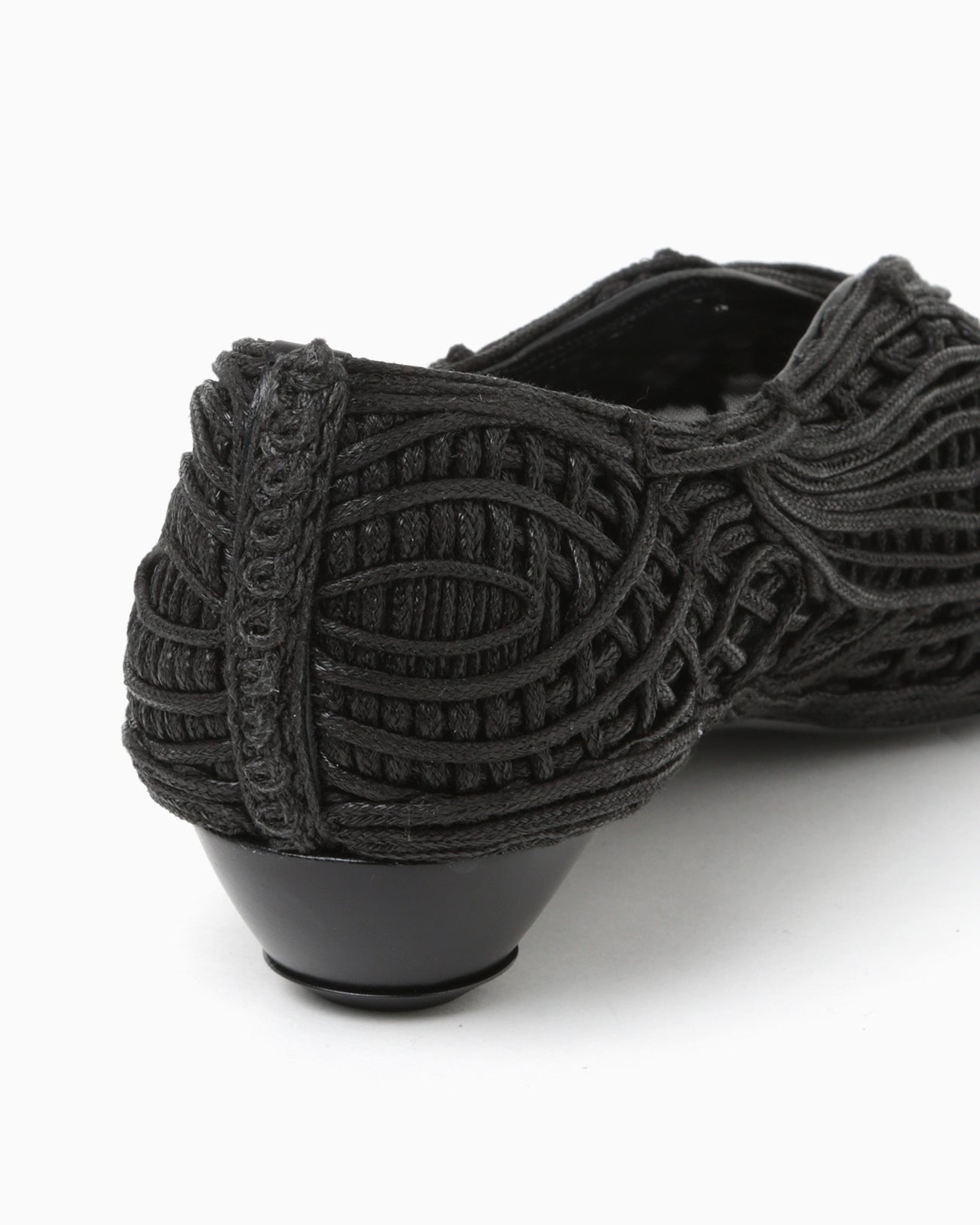 Cord Embroidery Egg Heel Pumps - black