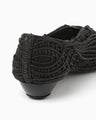 Cord Embroidery Egg Heel Pumps - black
