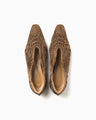 Cord Embroidery Egg Heel Pumps - brown